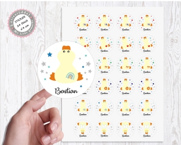 zuckersüßer Sticker Aufkleber "Schule" 24 Stück 4cm Einschulung Ente 1. Klasse personalisiert von Lüttentüddel®